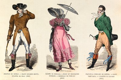 Trajes de hombres y mujeres entre 1810 y 1812 en París (reinado del emperador Napoleón I) - colección privada de Anonymous Anonymous