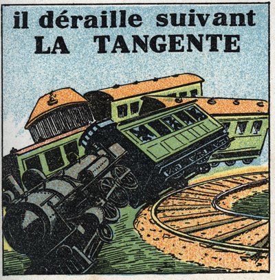 Movimientos: tangente. Descarrilamiento de tren. Ilustración anónima de 1925. Colección privada. de Anonymous Anonymous