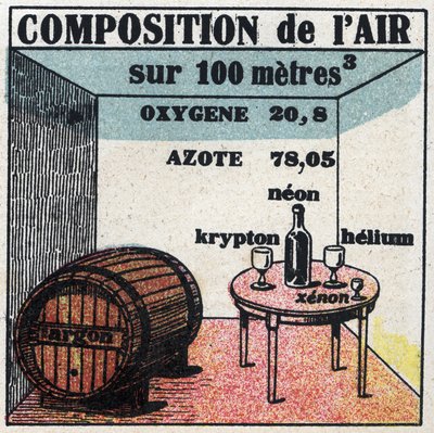 Nuevas propiedades del gas: composición del aire. Ilustración anónima de 1925. Colección privada. de Anonymous Anonymous