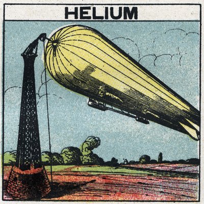 Nuevas propiedades del gas: zeppelin se infla con helio. Ilustración anónima de 1925. Colección privada. de Anonymous Anonymous