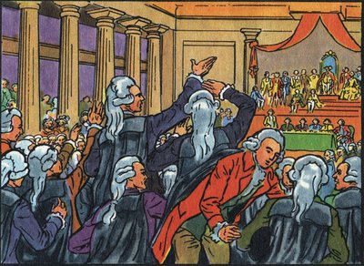 Apertura de los Estados Generales en Versalles el 5 de mayo de 1789 uniendo los Tres Estados (Clero, Nobleza y Tercer Estado). Ilustración anónima en “Collection des souverains et chefs d