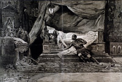 Otello se suicida cerca del cuerpo de Desdémona. Ilustración de la última escena de Otello, ópera de Giuseppe Verdi de Anonymous Anonymous