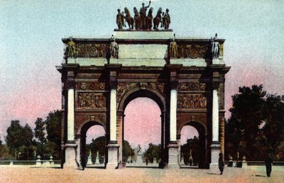 París: vista del Arco de Triunfo del Carrusel realizado por Pierre Francois Leonard Fontaine (1762-1853) y Charles Percier (1764-1838) en 1809. Fotografía de 1920 en 