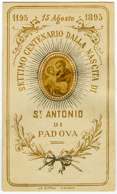 Imagen piadosa: Imagen santa celebrando el cumpleaños de San Antonio de Padua de Anonymous Anonymous