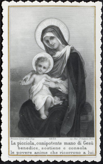 Imagen piadosa: Jesús niño en los brazos de su madre María de Anonymous Anonymous