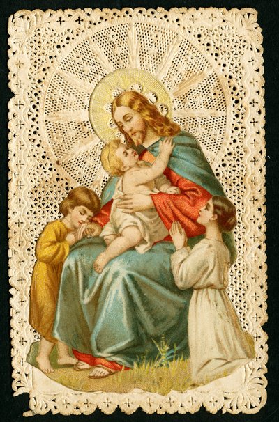 Imagen piadosa: Jesús con niños (cromolitografía) de Anonymous Anonymous