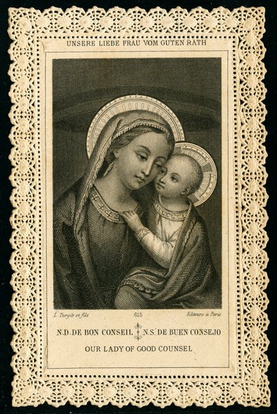 Retrato de la Virgen María, Nuestra Señora del Buen Consejo (grabado) de Anonymous Anonymous