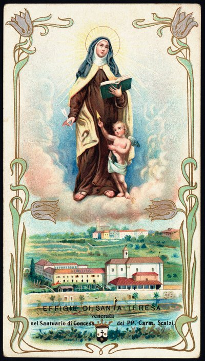 Imagen piadosa: Representación de Santa Teresa de Jesús o Ávila (1515-1582), mística española y carmelita. Cromolitografía. Colección privada de Anonymous Anonymous