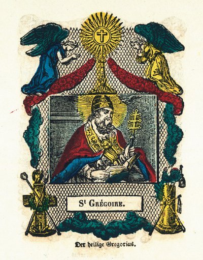 Imagen piadosa: San Gregorio I el Grande. Grabado del siglo XIX colección privada de Anonymous Anonymous