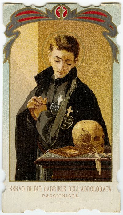 San Gabriel de Nuestra Señora de los Dolores, estudiante clerical pasionista italiano (cromolitografía) de Anonymous Anonymous