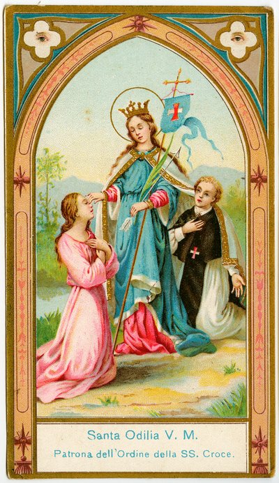 Imagen piadosa: Santa Odile de Alsacia patrona de los Canónigos Regulares de la Orden de la Santa Cruz (cromolitografía) de Anonymous Anonymous