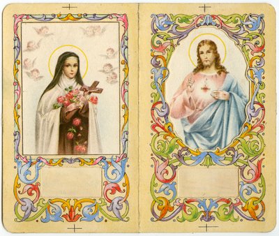Imagen piadosa: Santa Teresa del Niño Jesús y Jesús con el Sagrado Corazón de Anonymous Anonymous