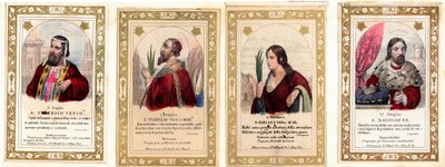 Imagen piadosa: San Ulrico de Augsburgo, San Estanislao, Santa Bibiana, San Ladislao I de Hungría, tarjeta de colección privada de Anonymous Anonymous