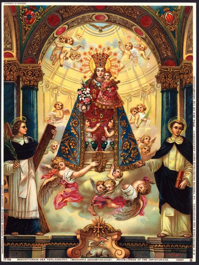 Imagen piadosa: Virgen Protegiendo a los Desafortunados. Tarjeta principios del siglo XX colección privada de Anonymous Anonymous