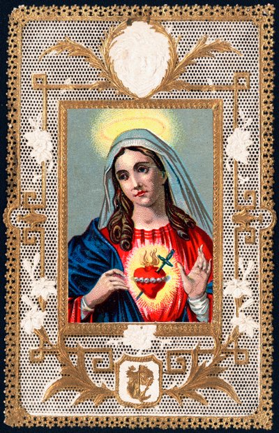 Imagen piadosa: Virgen de los Dolores. Mater dolorosa. Tarjeta dentada. Cromolitografía principios del siglo XX colección privada de Anonymous Anonymous