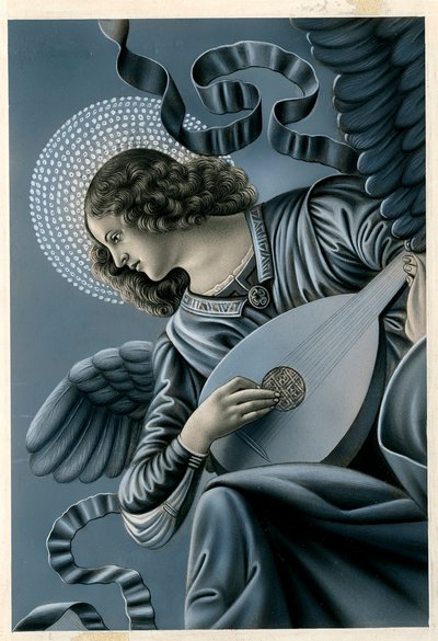 Imagen piadosa: un ángel músico después del fresco de Melozzo da Forli (impresión) de Anonymous Anonymous