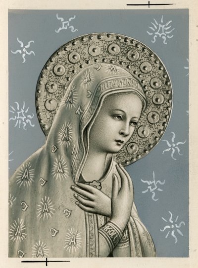 Imagen piadosa: la Virgen María (impresión) de Anonymous Anonymous