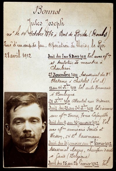 Ficha policial del criminal Jules Bonnot de Anonymous Anonymous