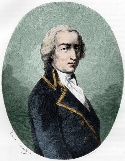 Retrato de ARMAND LOUIS por GONTAUT BIRON, DUQUE DE LAUZUN, soldado francés - Retrato de Armand-Louis de Gontaut Biron Duque de Lauzun (Biron-Lauzun) (1758-1793) - Grabado de 1863 en “Le Livre Rouge - Histoire De L