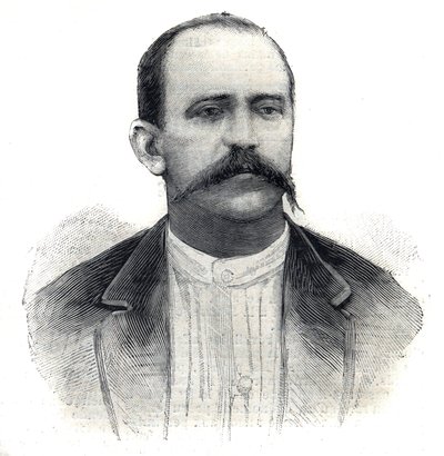 Retrato de Albert Nebout, explorador francés en África. Grabado en 