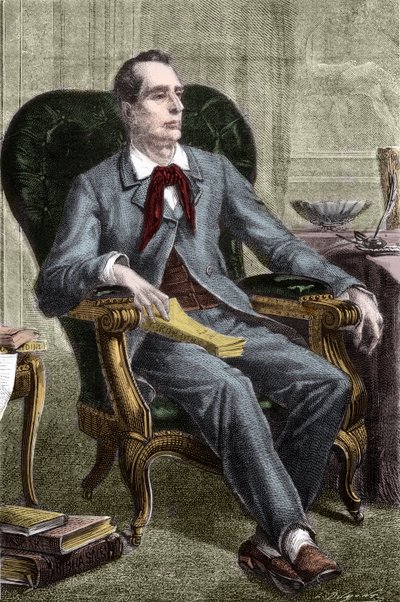 Retrato de Alphonse de Lamartine (1790-1869) - Retrato de Alphonse de Lamartine (1791-1869), escritor y político francés - Grabado en 