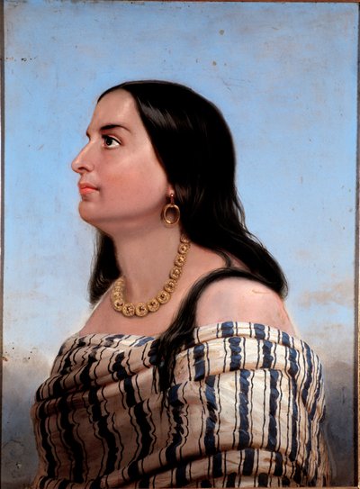 Retrato de Anita Garibaldi (1821-1849), esposa de Giuseppe Garibaldi. Pintura anónima. Colección privada de Anonymous Anonymous