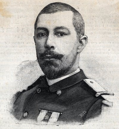 Retrato de Antoine Mizon (1853-1899) explorador francés en África. Grabado en "Le Petit Parisien" de Anonymous Anonymous