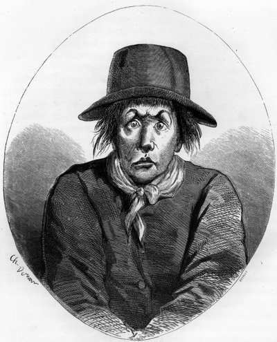Retrato de Antoine Simon (1736-1794) maestro zapatero y guardián revolucionario francés de Luis XVII en el Templo en 1793 - Grabado de 1863 en “The Red Book - Histoire De L