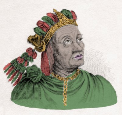 Retrato de Atahualpa (1502-1533), último emperador del Imperio Inca. Grabado del siglo XIX. Milán de Anonymous Anonymous
