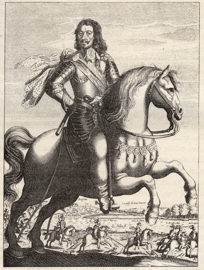 Retrato de Bernardo de Sajonia-Weimar (1604-1639) con la representación de la captura de Juan de Werth por el duque Bernardo y el duque de Rohan. Grabado del siglo XVII. Colección privada. de Anonymous Anonymous