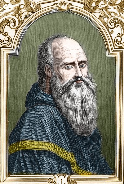 Retrato de Bernardino de Scapis llamado Bernardino Luini (1481-1532) pintor italiano. Grabado de 1859 en "Las galerías de Europa - Italia" por Armengaud. Colección privada de Anonymous Anonymous