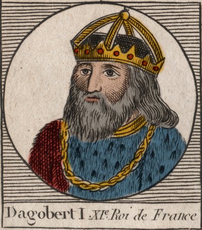 Retrato de Dagoberto, Rey de los Francos de 628 a 638 - Dagoberto (605-39) Rey de los Francos - Grabado de “Instrucción sobre la Historia de Francia” por Charles Constant Le Tellier 1821 de Anonymous Anonymous