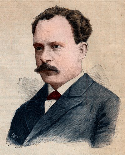 Retrato de Eugene Turpin (1848-1927), químico especializado en explosivos. Grabado en “Le petit Parisien” de 1891. Colección privada. de Anonymous Anonymous