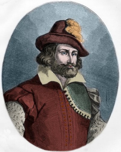 Retrato de Francois Ravaillac (1578-1610), el asesino de Enrique IV (1553-1610) - Grabado de 1863 en “The Red Book - Histoire De L
