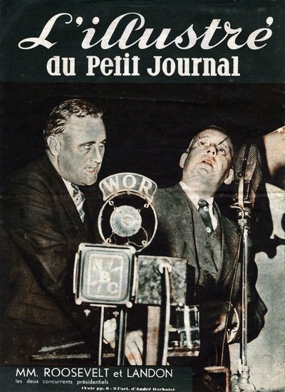 Retrato de Franklin Delano Roosevelt (1882-1945) y Alfred Mossman "Alf" Landon (1887-1987), los dos competidores en la Presidencial de los Estados Unidos. En "El Pequeño Diario Ilustre". de Anonymous Anonymous
