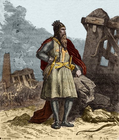 Retrato de Federico I de Hohenstaufen conocido como Federico Barbarroja (1122-1190), Emperador Romano Germánico. Grabado del siglo XIX. de Anonymous Anonymous