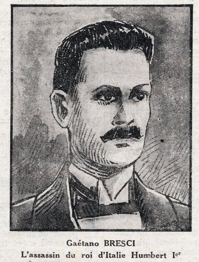 Retrato de Gaetano Bresci (1869-1901), anarquista italiano que asesinó al rey Humberto I de Anonymous Anonymous