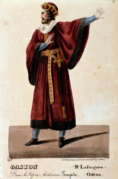 Retrato de Gaston interpretado por Lafargues en I vespri siciliani (Las vísperas sicilianas) ópera de Giuseppe Verdi de Anonymous Anonymous
