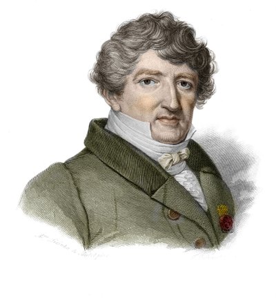Retrato de Georges Cuvier (1764-1832), paleontólogo francés en "Retratos e historia de hombres útiles: hombres y mujeres de todos los países y de todas las condiciones, que han adquirido derechos al reconocimiento de los hombres" publicado por la Sociedad  de Anonymous Anonymous
