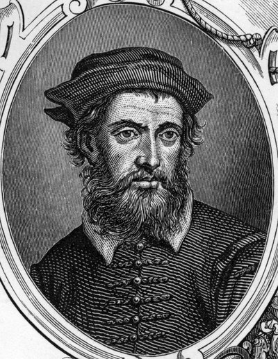 Retrato de Gregorio di Tomaso Chiulinovich Lo Schiavone (1436-1504) pintor italiano. Grabado de 1859 en 