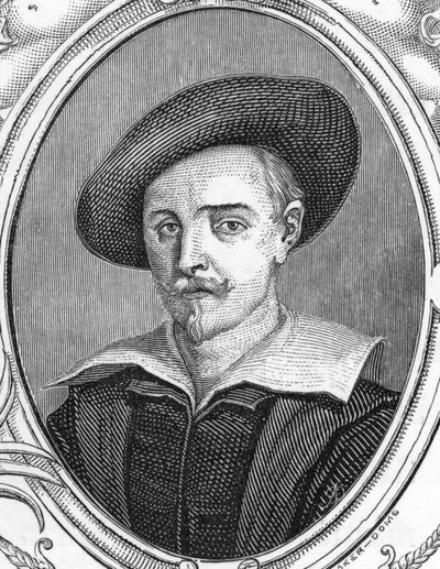 Retrato de Guido Reni (1575-1642). Pintor italiano. Grabado de 1859 en “The galleries of Europe - Italy” por Armengaud. Colección privada. de Anonymous Anonymous