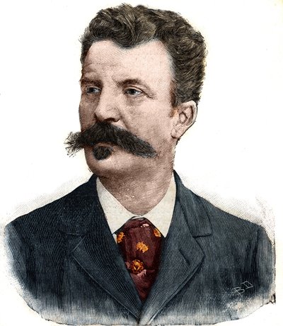 Retrato de Guy de Maupassant (1850-1893) escritor francés. Grabado en 