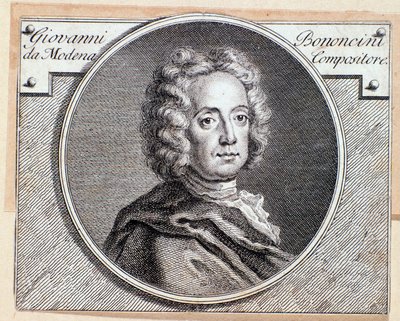 Retrato del compositor y violonchelista barroco italiano Giovanni Battista Bononcini (Grabado. Siglo XVIII) de Anonymous Anonymous