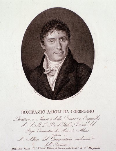 Retrato del compositor italiano Bonifazio Asioli (1769-1832). Grabado. Siglo XIX. Colección privada de Anonymous Anonymous