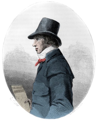 Retrato de Jacques-René Hébert (1757-1794), periodista y político francés - Retrato de Jacques René Hébert (1757-1794) periodista y político francés - Grabado de 1863 en "Le Livre Rouge - Historia De La Horca en Francia" por Dupray de La Maherie - Colecció de Anonymous Anonymous