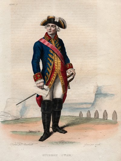 Retrato de Jacques Antoine Hippolyte, Conde de Guibert (1743-1790), general francés y escritor militar - Ilustración de “Le Plutarque Français” de Edmond Mennechet de Anonymous Anonymous