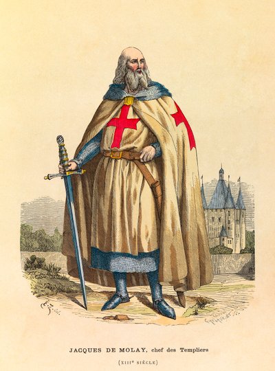 Retrato de Jacques de Molay (1244 - 1314), Gran Maestre de los Templarios en el siglo XIII de Anonymous Anonymous