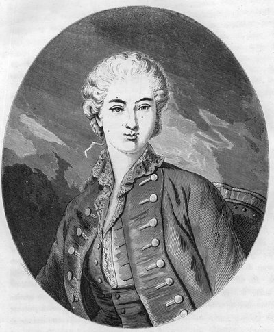 Retrato de Jeanne Becu, Condesa (o Madame) du Barry (1743-1793), última amante de Luis XV - Grabado de 1863 en "Le Livre Rouge - Histoire De L