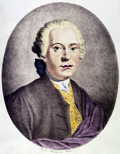 Retrato de Johan Adolf Hasse (1699-1783) compositor barroco, grabado del siglo XVIII, colección privada de Anonymous Anonymous