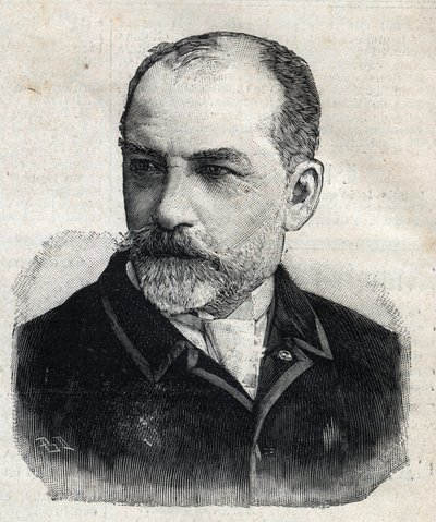 Retrato de Leon Bonnat (1833-1922), pintor francés en ese momento presidente de la Société des Artistes Français. Grabado en 